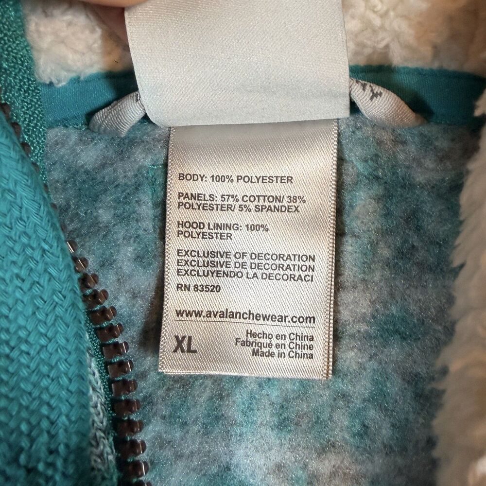 Avalanche Hoodie Zip Sweater Women's XL Teal Aztec Fleece Hiking Outdoor - Picture 6 of 7